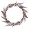 Watercolor brown gray grey feather wreath isolated