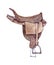 Watercolor brown horse saddle   illustration isolated