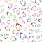 Watercolor Brush Heart Seamless Pattern Love Grange Hand Painted Design in Rainbow Color. Modern Grung Collage