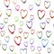 Watercolor Brush Heart Seamless Pattern Love Grange Hand Painted Design in Rainbow Color. Modern Grung Collage