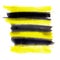 Watercolor brushwork is yellow and black. Contrasting colors