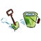 Watercolor bucket shovel green cartoon figure