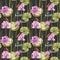 Watercolor bulrush and pink lotus seamless pattern