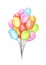 Watercolor bunch of colorful balloons isolated on white background.