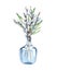 Watercolor bunch of pussy willow twigs in a glass vase. Spring bouquet. Easter decorations. Hand drawn illustration