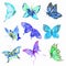 Watercolor butterflies set.