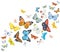 Watercolor butterflies set