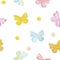 Watercolor butterfly seamless pattern. Hand drawn beautiful butterflies set isolated