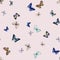 Watercolor butterfly seamless pattern hand drawn texture