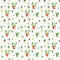 Watercolor cacti pattern on checkered white background