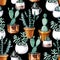 Watercolor cactus desert tropical garden seamless pattern. Watercolour cactus pattern