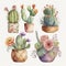 Watercolor Cactus Pots Decoration