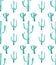 Watercolor cactus seamless pattern. Colorful vibrant turquoise cactus succulents