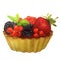 Watercolor cake with berries: redcurrants, strawberries, blackberries and mint.