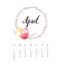 Watercolor Calendar template for April 2017 year