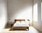 Watercolor of A calm bedroom with a platform white simple wooden natural and empty