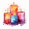 Watercolor candles on a white background.