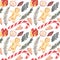 Watercolor Candy cane, Holly, seamless pattern. Watercolor texture.