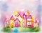 Watercolor of Candyland dream house with sugary Vertical