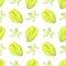 Watercolor carambola fruits seamless pattern