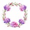 Watercolor Carnation Wreath With Pressed Lavender Flowers