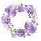 Watercolor Carnation Wreath With Pressed Lavender Flowers