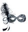 Watercolor carnival mask. Lacy mask with feathers, berries and veil for party decor. Accessory for the Christmas and New