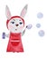 Watercolor cartoon beautiful bunny in dress