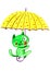 Watercolor cat with umbrella