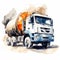 Watercolor Cement Mixer Truck Clipart - Industrial Fragments Style