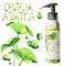 Watercolor centella asiatica cosmetic bottle
