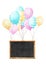 Watercolor chalkboard hanging with balloon