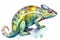 Watercolor chameleon illustration on white background