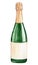 Watercolor champagne green bottle isolated on white