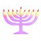 Watercolor Chanukiah. Jewish holiday Hanukkah. Vector illustration on isolated background