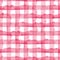 Watercolor Check Geometric Seamless Pattern Background. Plaid in Pink Girly Color. Hand Painted Simple Design with