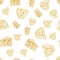 Watercolor cheese seamless pattern. Organic food illustration with cheese pieces.