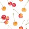 Watercolor cherries seamless pattern.