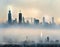Watercolor of Chicago skyline embraced by ethereal morning