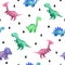 Watercolor childish seamless pattern with dinosaurs