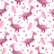 Watercolor childish seamless pattern with pink dinosaurs