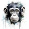 Watercolor Chimpanzee Art: Conceptual Digital Monkey Sketch Expressionism