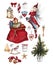 Watercolor Chistmas Set with Elf