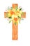 Watercolor christian easter floral cross