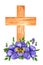 Watercolor christian easter floral cross