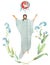 Watercolor Christian postcard Jesus Christ and the Holy Spirit in the form of a dove.