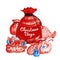 Watercolor Christmas Bags, Santa Bags, Red Sack Collection