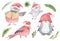 Watercolor Christmas birds set with cardinal, Sparrow, penguin in Santa hats   hand drawn illustration