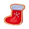 Watercolor Christmas boot for gifts gingerbread. Hand draw illustration christmas illustration with white isolated background.