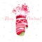 Watercolor Christmas card. illustration cute knitted mittens